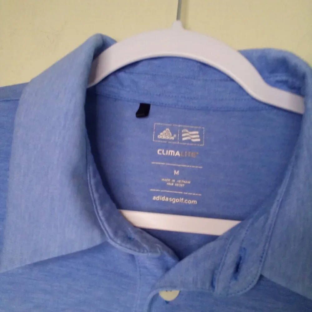 Adidas Polo Shirt Men M Mountaintop Golf Short Sleeve Blue